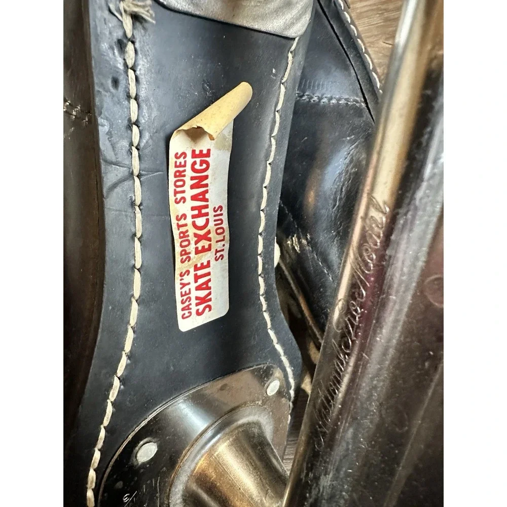 Vintage American Cougar Ice Skates Size 10 Black Leather Rustic Decor Japan